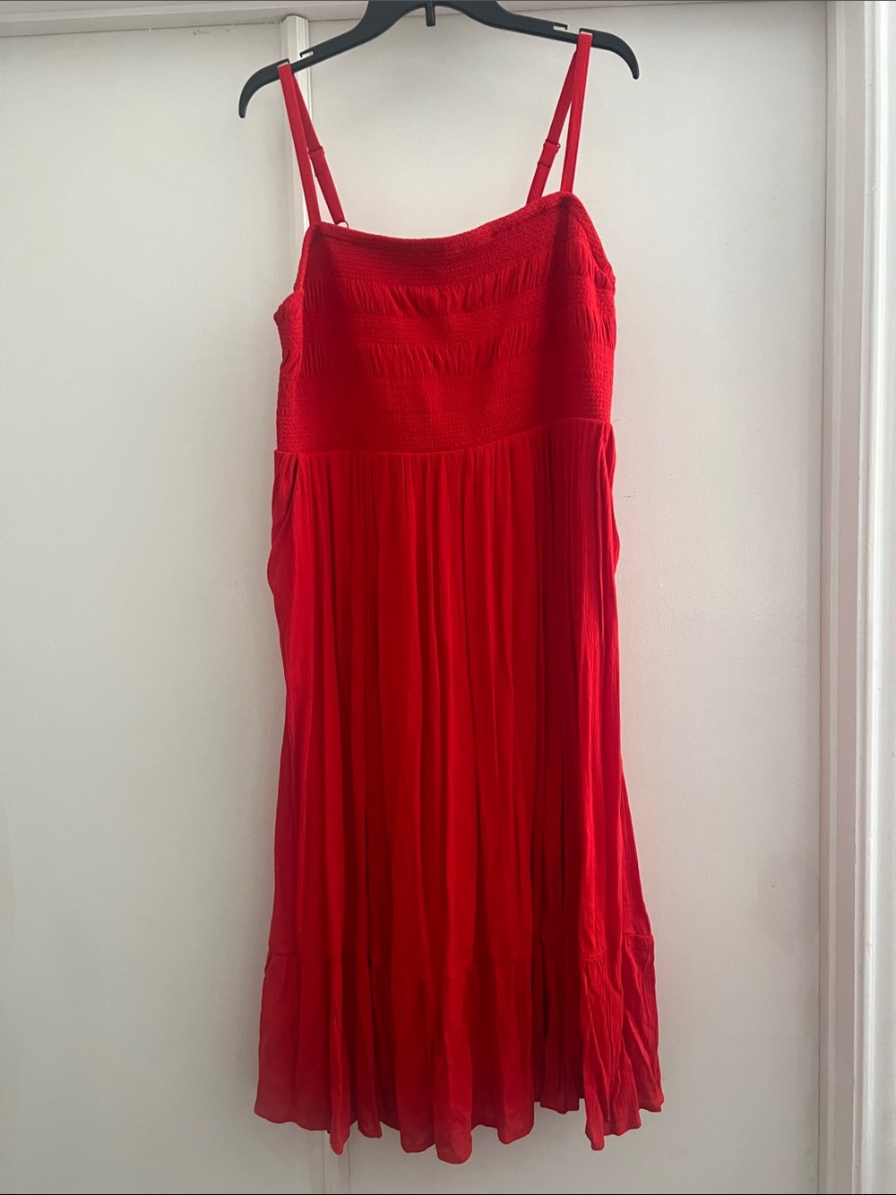 torrid Red Midi Sundress with Smocked Bodice
